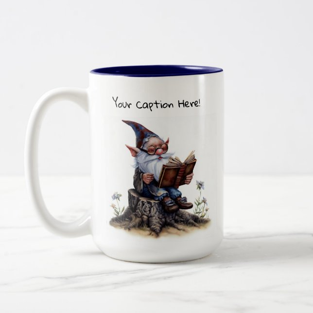 En vattenfärgsmålning av en Cute Gnome Två-Tonad Mugg (Vänster)