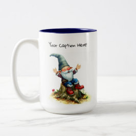 En vattenfärgsmålning av en Cute Gnome Två-Tonad Mugg