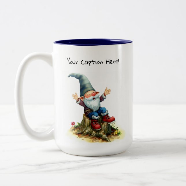 En vattenfärgsmålning av en Cute Gnome Två-Tonad Mugg (Vänster)