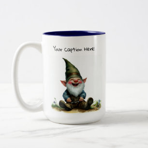 En vattenfärgsmålning av en Cute Gnome Två-Tonad Mugg