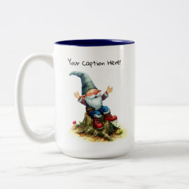 En vattenfärgsmålning av en Cute Gnome Två-Tonad Mugg