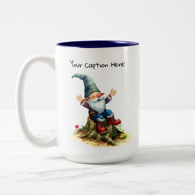 En vattenfärgsmålning av en Cute Gnome Två-Tonad Mugg (Vänster)