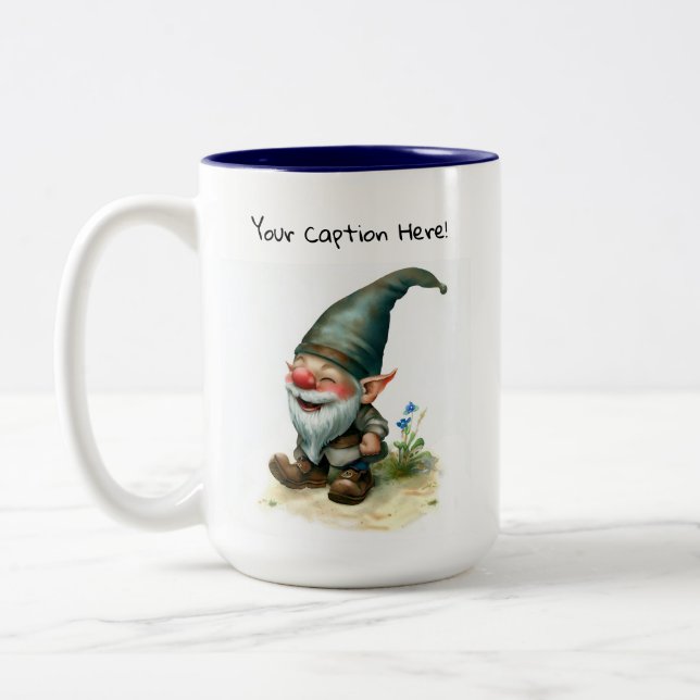 En vattenfärgsmålning av en Cute Gnome Två-Tonad Mugg (Vänster)