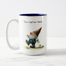 En vattenfärgsmålning av en Cute Gnome Två-Tonad Mugg