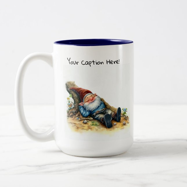 En vattenfärgsmålning av en Cute Gnome Två-Tonad Mugg (Vänster)