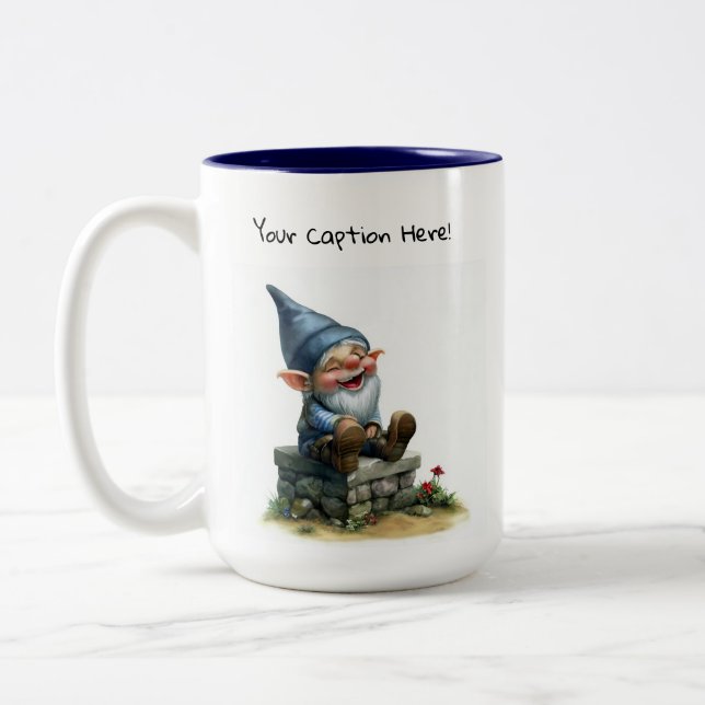 En vattenfärgsmålning av en Cute Gnome Två-Tonad Mugg (Vänster)