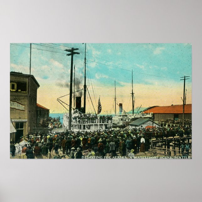 En vattenfront vid Alaska Scene Poster (Framsidan)