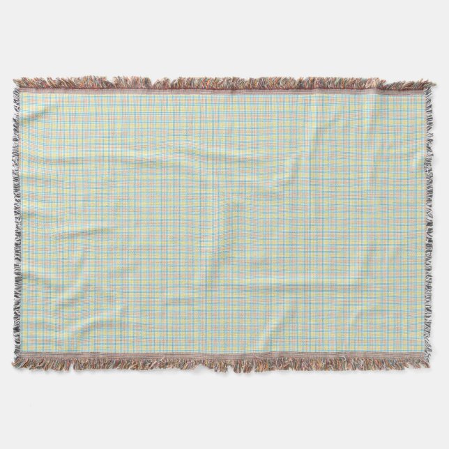 En vävd filt med en subtil grön och beige färg (Framsidan)