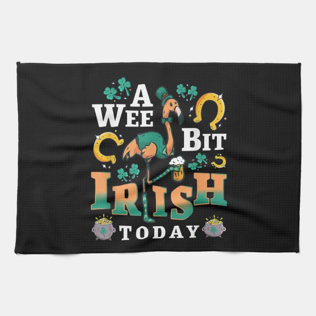 En vecka, iriska idag | Patrick's Day Flamingo Kökshandduk (Horisontell)