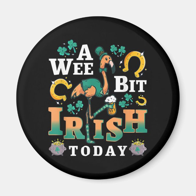 En vecka, iriska idag | Patrick's Day Flamingo Magnet (Framsidan)