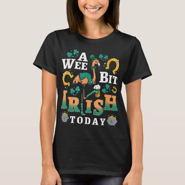 En vecka, iriska idag | Patrick's Day Flamingo T Shirt (Framsida)