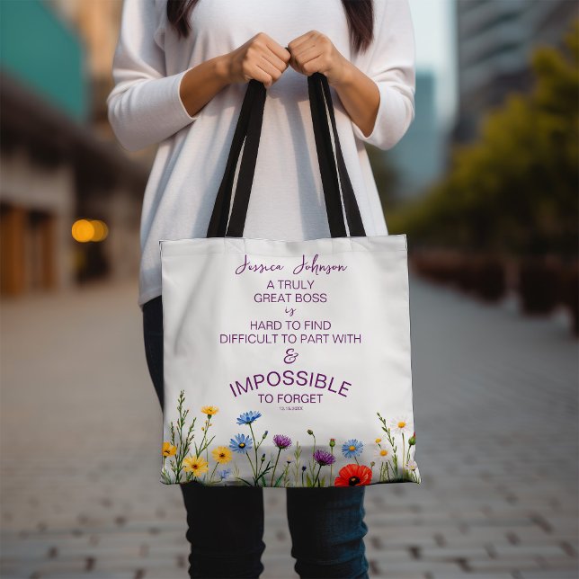 En verkligt fantastisk chef Blommig för kvinna Tygkasse (Skapare uppladdad)