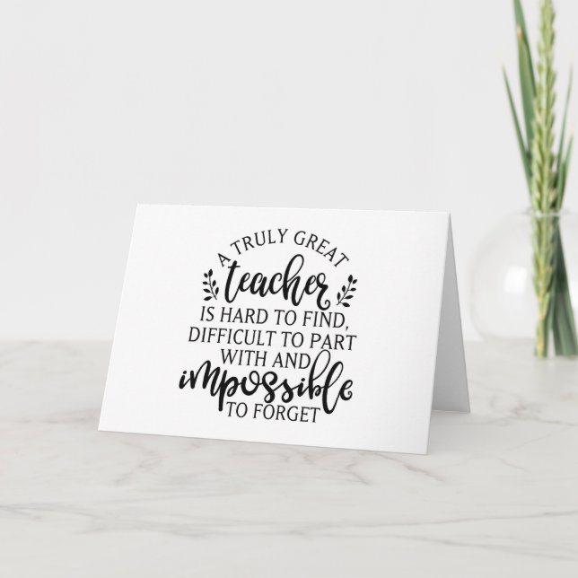 En verkligt underbarare lärare är svår att hitta helgkort (Framsida)