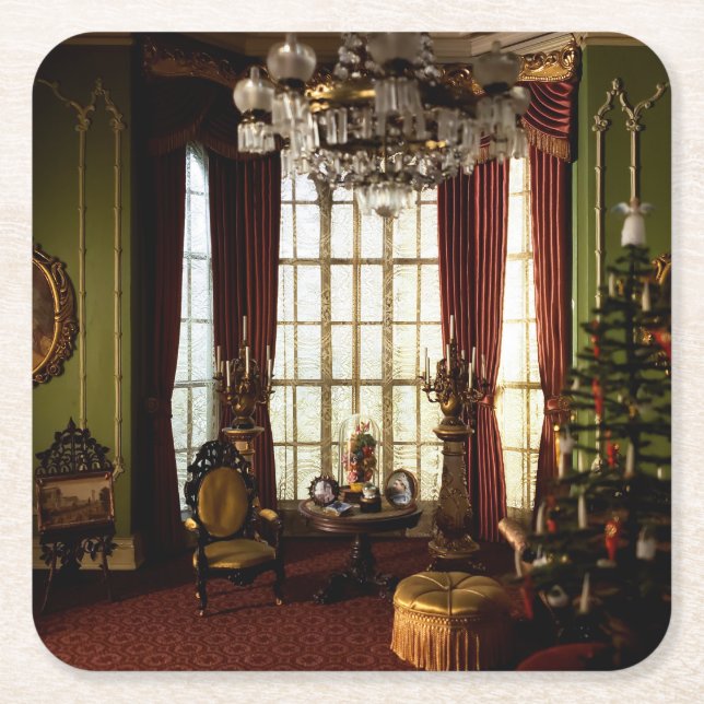 En Victoriansk jul - Papper Underlägg Kvadrat (Framsidan)