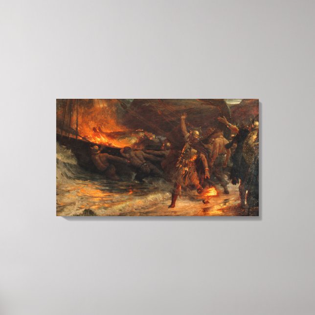 En vikings begravning (av Frank Dicksee) Canvastryck (Framsida)