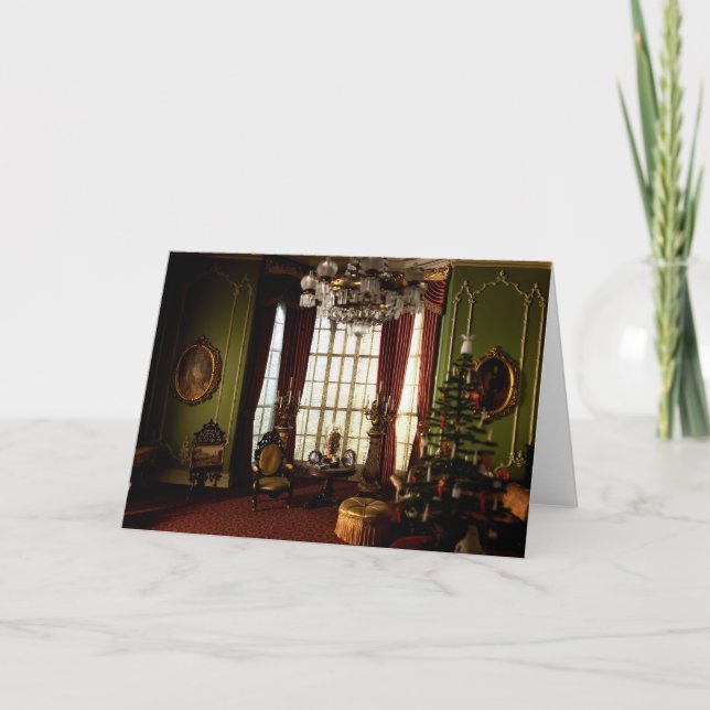 En viktoriansk jul - tom hälsningskort kort (Framsida)