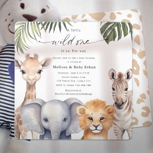 En Vild är på väg mot Safari Baby Shower Inbjudningar