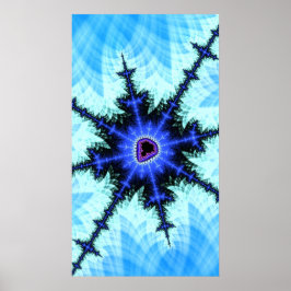 En Vild Burst of Blue Mandelbrot Fractal Abstrakt Poster