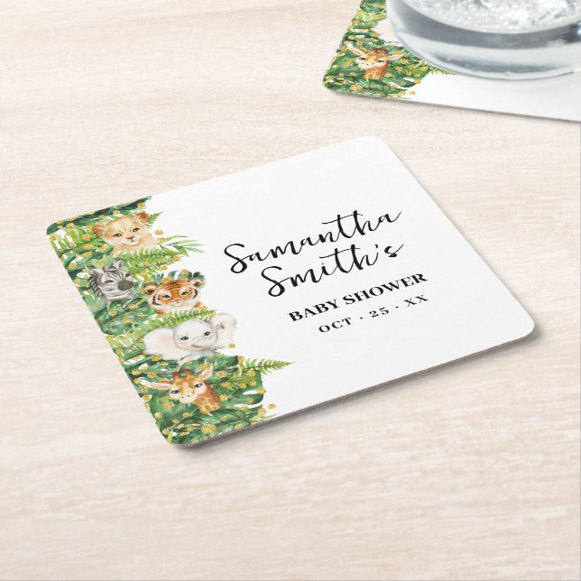 En Vild en juvsafari babyskåda Party Decor Underlägg Papper Kvadrat (Vinklad)