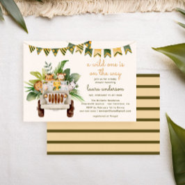 En Vild ett ungle Animals Safari Baby Shower Inbjudningar