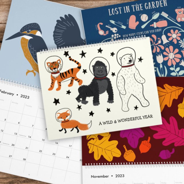 En Vild och ett fantastiskt år som illustreras Kalender (Skapare uppladdad)