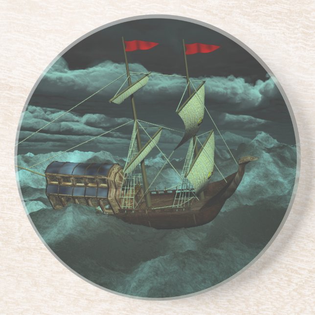 En Vild och Stormy Sea Underlägg (Framsidan)