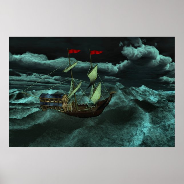 En Vild och Stormy Sea-utskrift Poster (Framsidan)