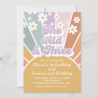 En vild och tre Retro Sunshine Rainbow Daisy