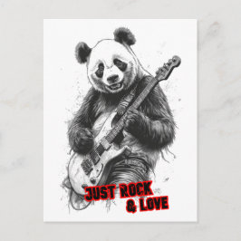 En vild panda som spelar gitarr på helg vykort