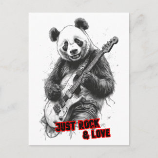 En vild panda som spelar gitarr på helg vykort