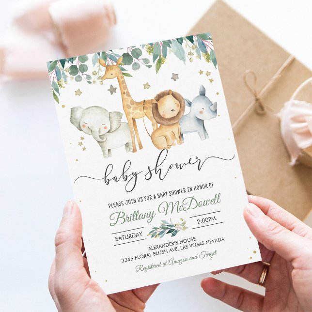 En Vild Safari Baby Shower Inbjudningar (Skapare uppladdad)