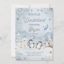 En Vild Winter Wonderland Birthday Inbjudningar