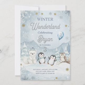 En Vild Winter Wonderland Birthday Inbjudningar