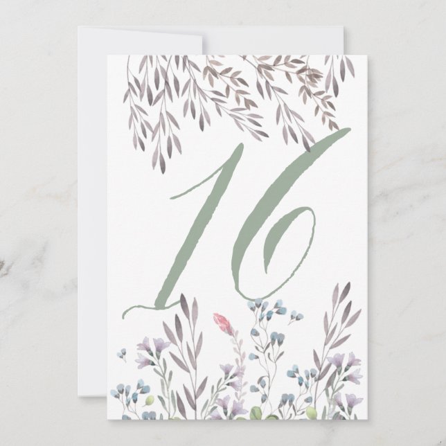 En vildblomsbröllopsbord No. 16 dubbelsidig Inbjudningar (Framsida)