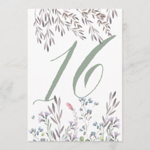 En vildblomsbröllopsbord No. 16 dubbelsidig Inbjudningar