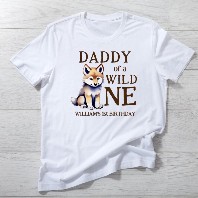 En vilds  en varg födelsedag t shirt (Daddy of a wild one wolf themed birthday party t-shirt family photoshoot matching shirt photo props)