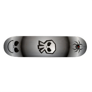 En vilken mardröm! Goth svart skalle och spindlar Old School Skateboard Bräda 18 Cm