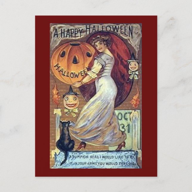 En Vintage Helgdag *Happy halloween* Helg Vykort (Framsida)