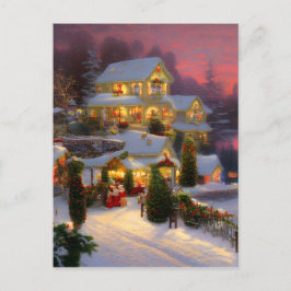 En Vintage hem dekorerad för jul Vykort