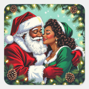 En Vintage Mr och Mrs Claus jul Fyrkantigt Klistermärke
