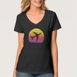 En vintage solnedgång 747 jet flygplan  4 t shirt
