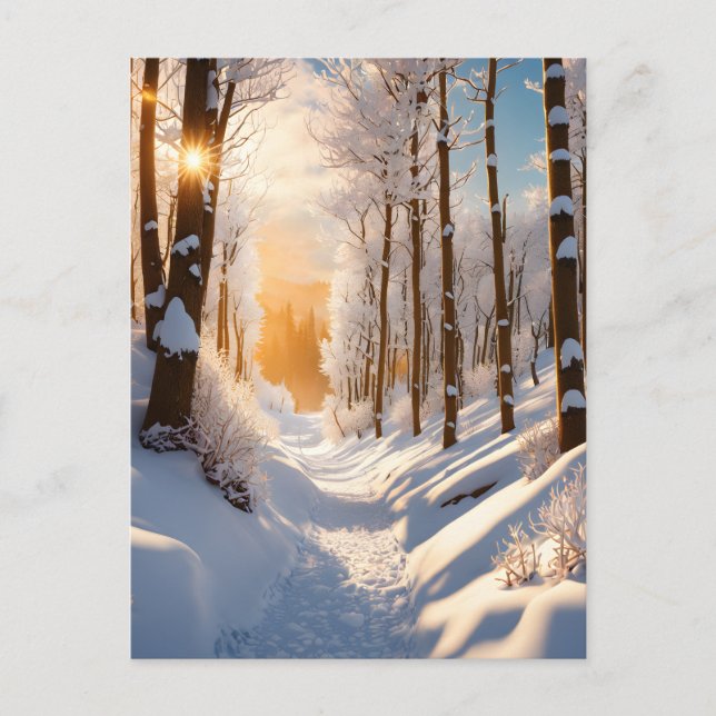 En vinter-bäderland väntar på er på den här snö-tä vykort (Framsida)