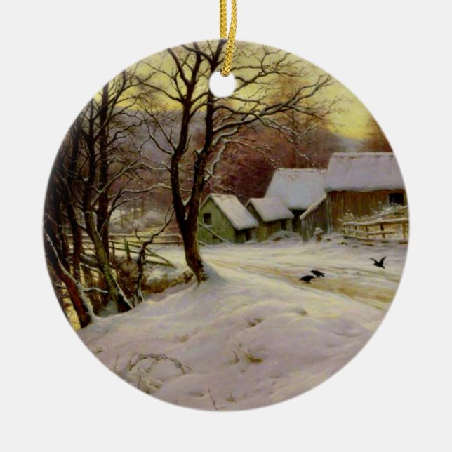 En vintermorgon julgransprydnad keramik (Framsidan)