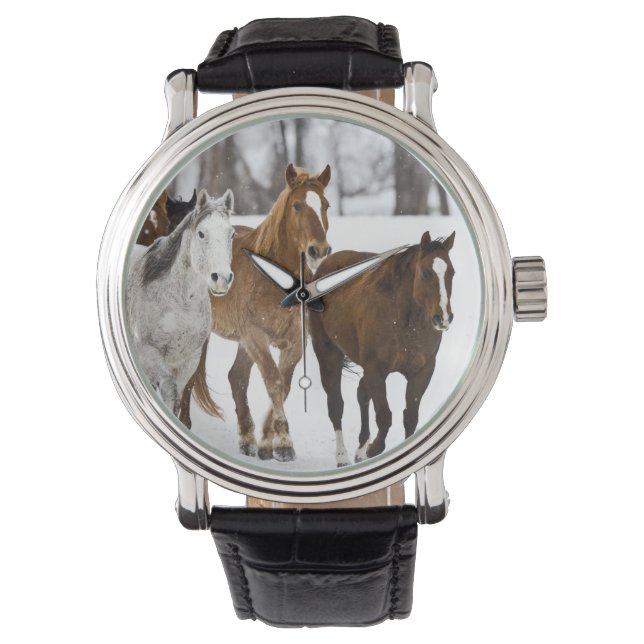 En vinterscen av löpning armbandsur (Framsida)