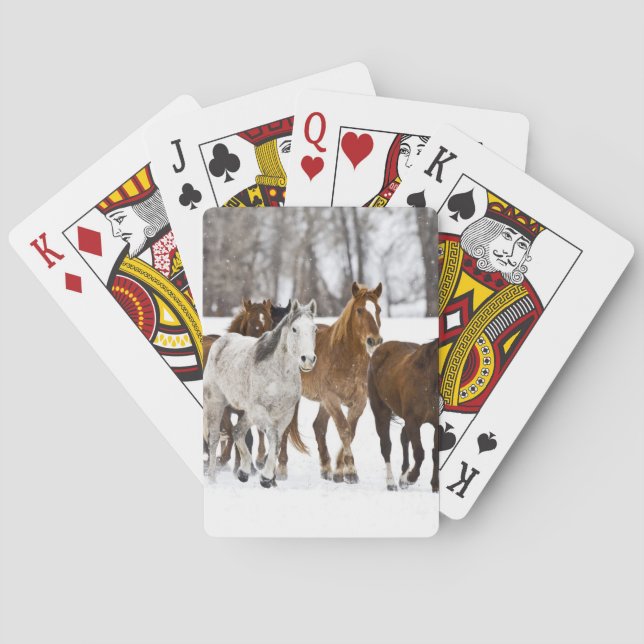 En vinterscen av löpning spel kort (Baksidan)