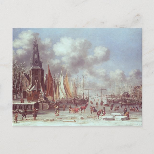 En vinterscen i Amsterdam Vykort (Framsida)