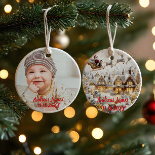 En vintervonderland: Din babys första jul Julgransprydnad Keramik