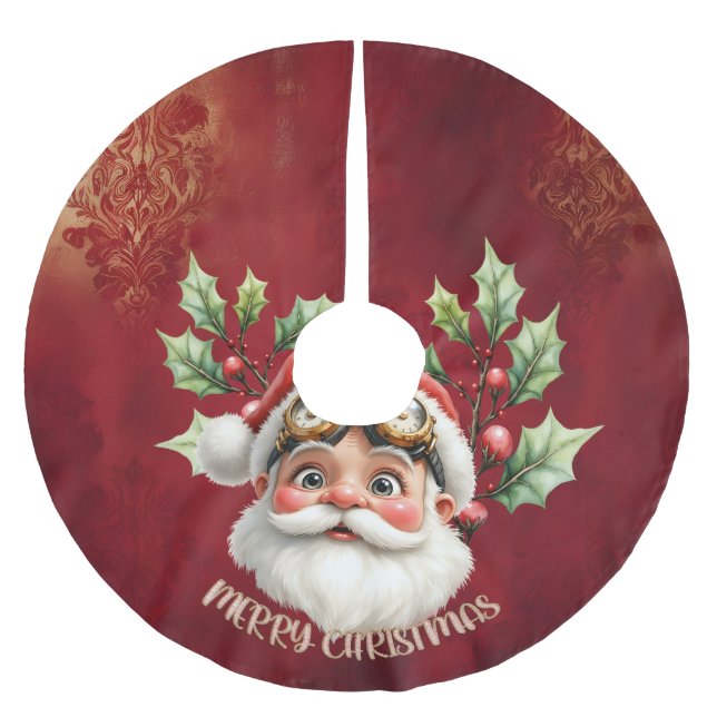 En viskös steampunk Jultomten Julgransmatta Borstad Polyester (Framsidan)