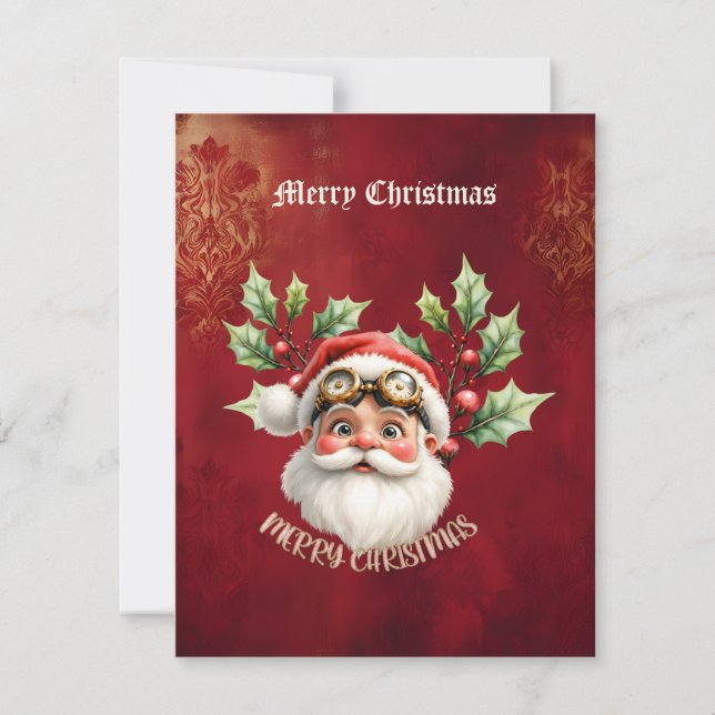 En viskös steampunk Jultomten Julkort (Framsida)