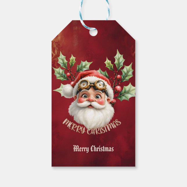 En viskös steampunk Jultomten Presentetikett (Baksidan)